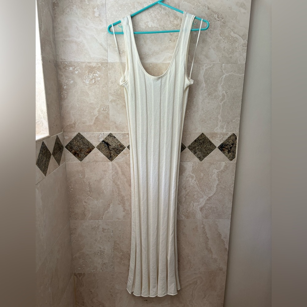 & Other Stories Cream Textured Midi Dress NEVER WORN size Medium